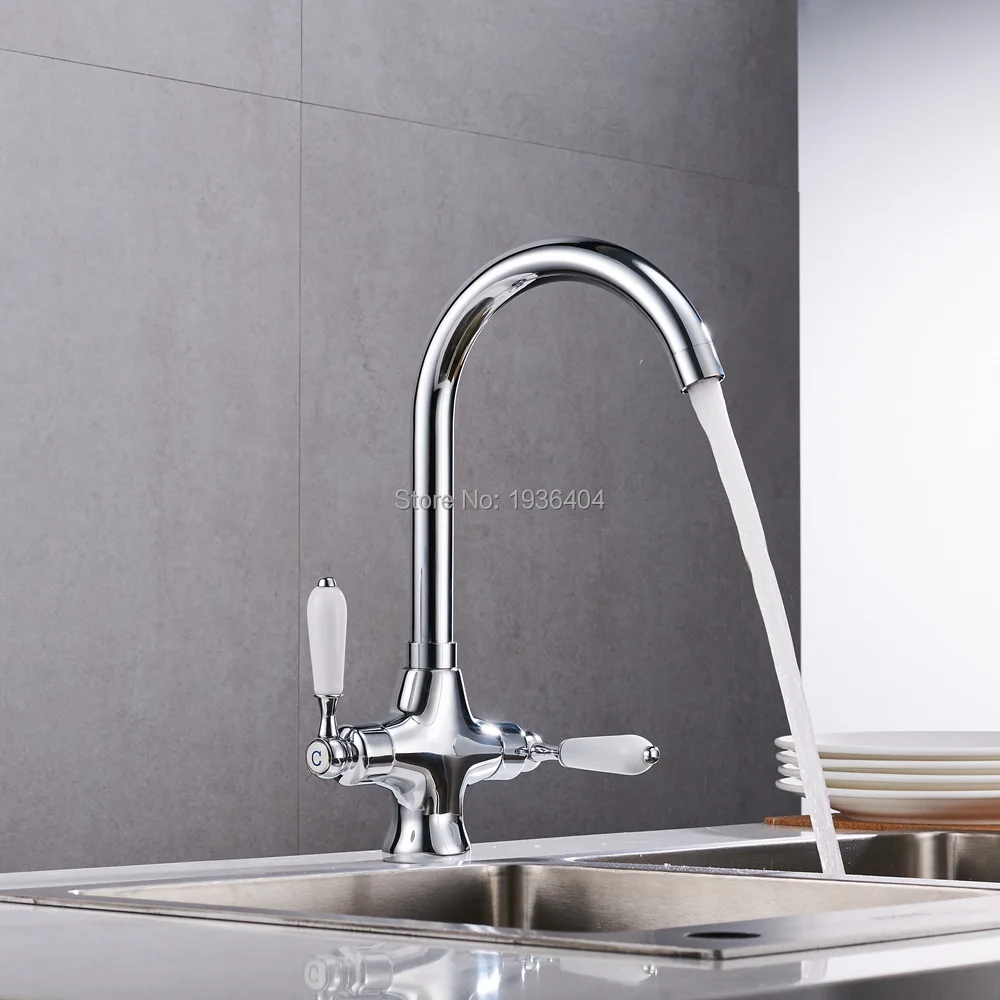 Kitchen Faucets Silver Dual Handles Kitchen Faucet 360 Rotate Crane Chrome Swivel Sink Mixer Tap 1179C
Kitchen Faucets Silver Dual Handles Kitchen Faucet 360 Rotate Crane Chrome Swivel Sink Mixer Tap 1179C