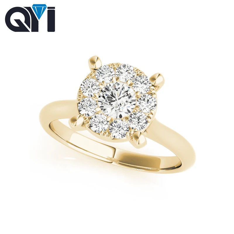 Женское Обручальное Кольцо QYI Classic Halo, обручальное кольцо из желтого золота 14 к, круглые кольца с бриллиантами Moissanite
Женское Обручальное Кольцо QYI Classic Halo, обручальное кольцо из желтого золота 14 к, круглые кольца с бриллиантами Moissanite