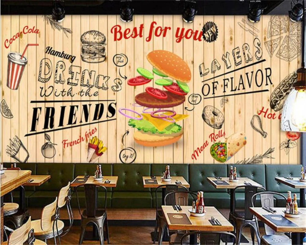 beibehang hudas beauty Hand-painted hamburger fast food restaurant background papel de parede wallpaper behang papier peint
beibehang hudas beauty Hand-painted hamburger fast food restaurant background papel de parede wallpaper behang papier peint