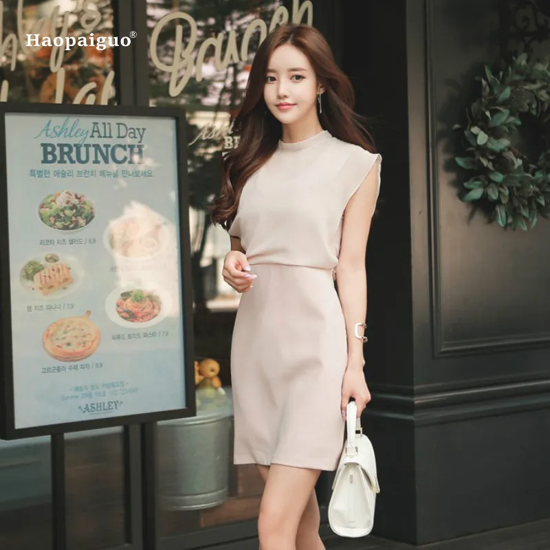 Solid Pencil Dress Summer Women Khaki Sleeveless Stand Chiffon Elegant Office Lady Mini Dress Casual Party Club Dresses Ladies
Solid Pencil Dress Summer Women Khaki Sleeveless Stand Chiffon Elegant Office Lady Mini Dress Casual Party Club Dresses Ladies
