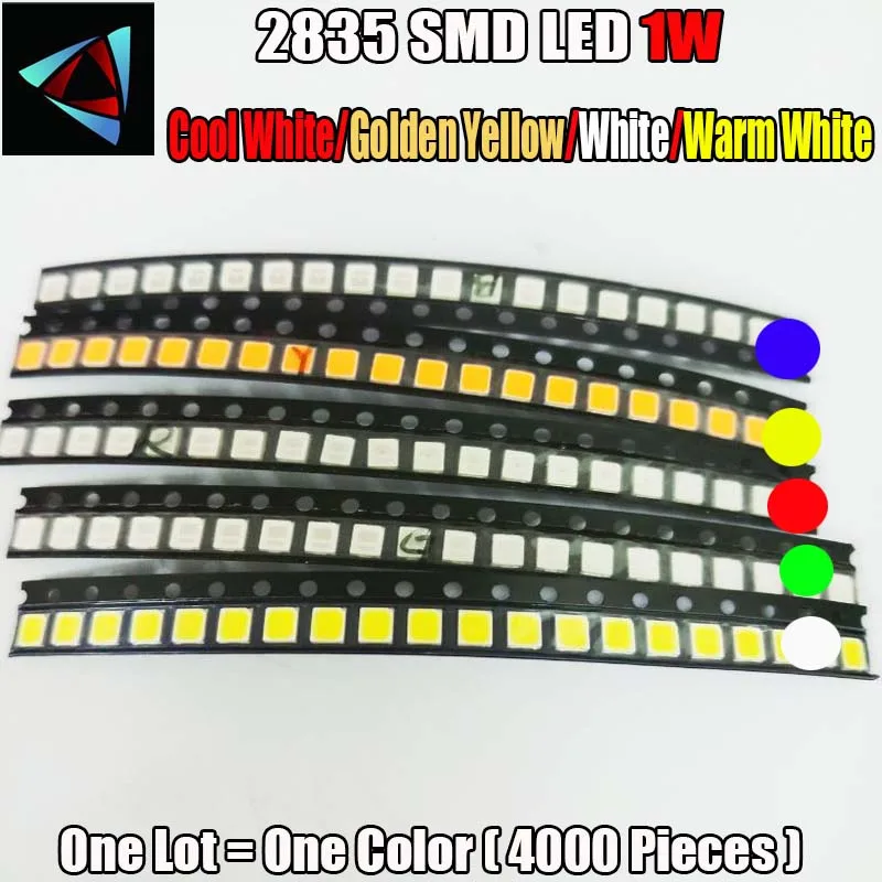 4000Pcs 2835 1W Ultra Bright SMD Led Values Cool Golden Yellow White Warm LED Diode kit
4000Pcs 2835 1W Ultra Bright SMD Led Values Cool Golden Yellow White Warm LED Diode kit