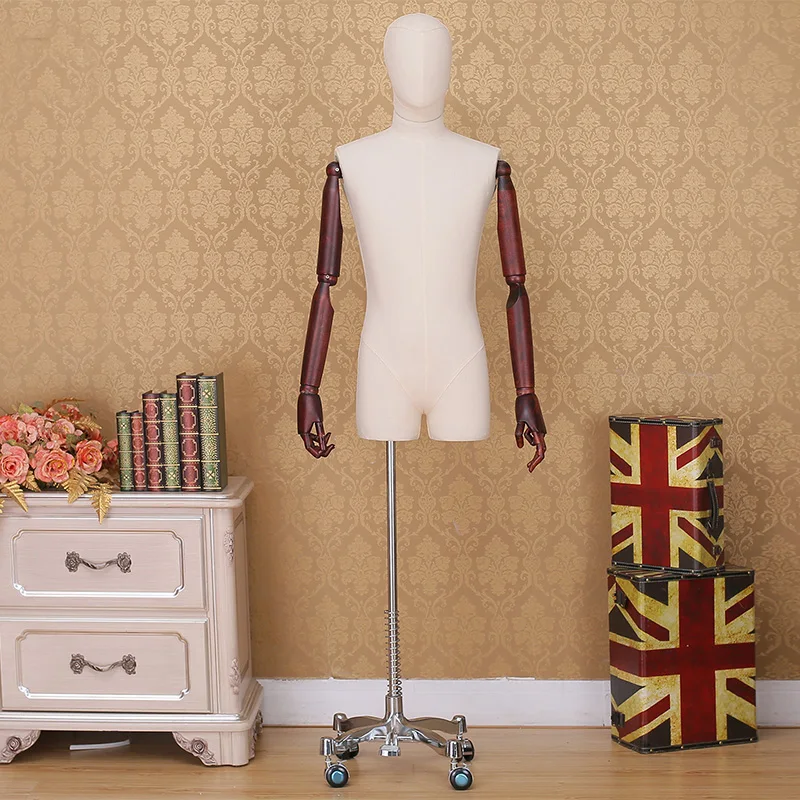 Modern Fabric Wooden Hands, Male Half Upper Body Mannequin With Head Male Manikin for Clothings Display
Modern Fabric Wooden Hands, Male Half Upper Body Mannequin With Head Male Manikin for Clothings Display