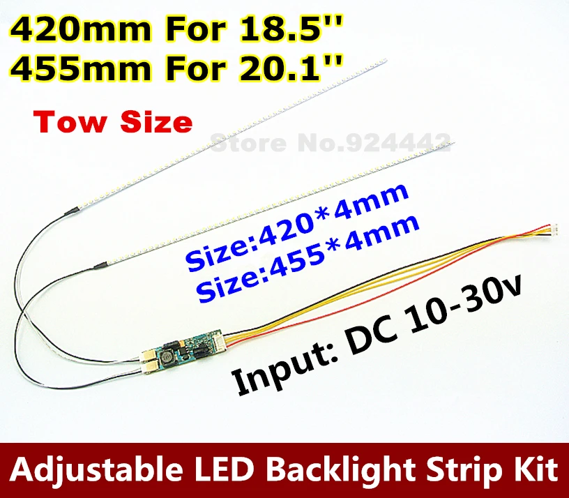 50PCS 18.5" 420mm 50PCS 455mm 20.1" Adjustable brightness led backlight strip kit,Update inch LCD ccfl panel to LED backlight
50PCS 18.5" 420mm 50PCS 455mm 20.1" Adjustable brightness led backlight strip kit,Update inch LCD ccfl panel to LED backlight