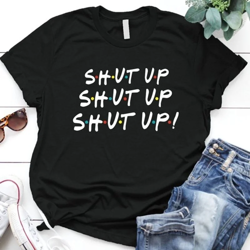 sunfiz YF Womens Friends TV Show Graphic T Shirt Hipster SHUT UP Short Sleeve Women Friends Forever T-Shirt
sunfiz YF Womens Friends TV Show Graphic T Shirt Hipster SHUT UP Short Sleeve Women Friends Forever T-Shirt