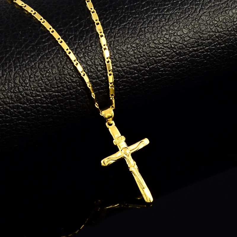 High quality Pure Gold Color Cross Charm Pendant Necklaces for Women Men 24K Yellow Gold Filled Necklaces Fashion Jewelry
High quality Pure Gold Color Cross Charm Pendant Necklaces for Women Men 24K Yellow Gold Filled Necklaces Fashion Jewelry