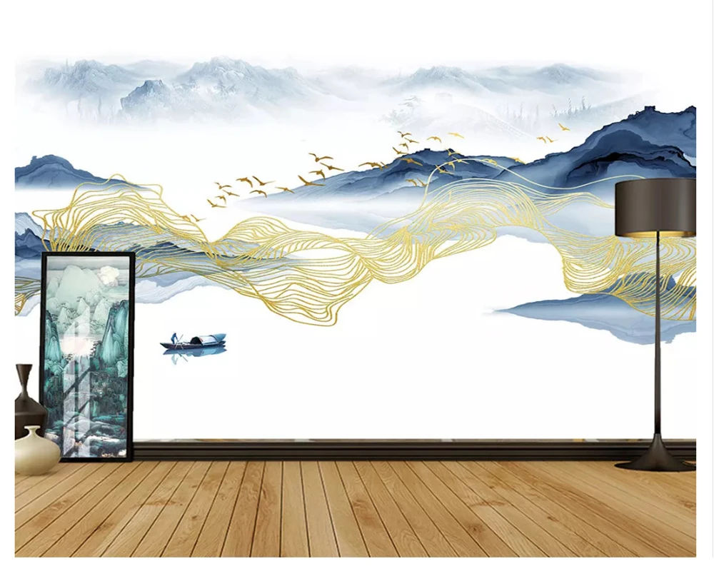 beibehang Classic fashion stereo wall paper new Chinese landscape ink post modern gold foil line bird TV background wallpaper
beibehang Classic fashion stereo wall paper new Chinese landscape ink post modern gold foil line bird TV background wallpaper