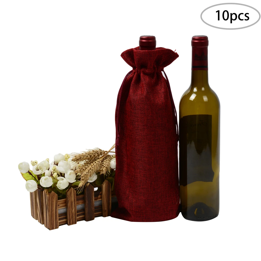 10pcs Wine Red Jute Wine Bag 5.9x13.7 inches Hessian Wine Bottle Gift Bags Bottle Cloth Jute Gift Bag for Valentine's Day
10pcs Wine Red Jute Wine Bag 5.9x13.7 inches Hessian Wine Bottle Gift Bags Bottle Cloth Jute Gift Bag for Valentine's Day