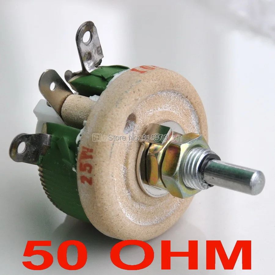 (10 pcs/lot) 25W 50 OHM High Power Wirewound Potentiometer, Rheostat, Variable Resistor, 25 Watts.
(10 pcs/lot) 25W 50 OHM High Power Wirewound Potentiometer, Rheostat, Variable Resistor, 25 Watts.