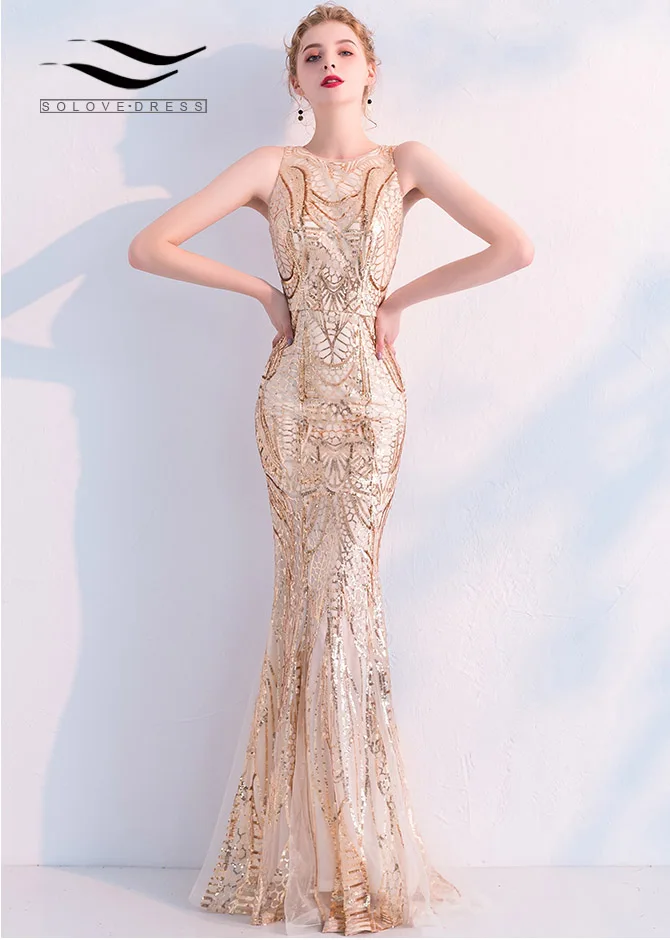 SOLOVEDRESS Sleeveless Sequin Evening Dress Mermaid 2019 vestido de festa formal party dress Luxury Gold Lace Tulle Bodycon E722
SOLOVEDRESS Sleeveless Sequin Evening Dress Mermaid 2019 vestido de festa formal party dress Luxury Gold Lace Tulle Bodycon E722