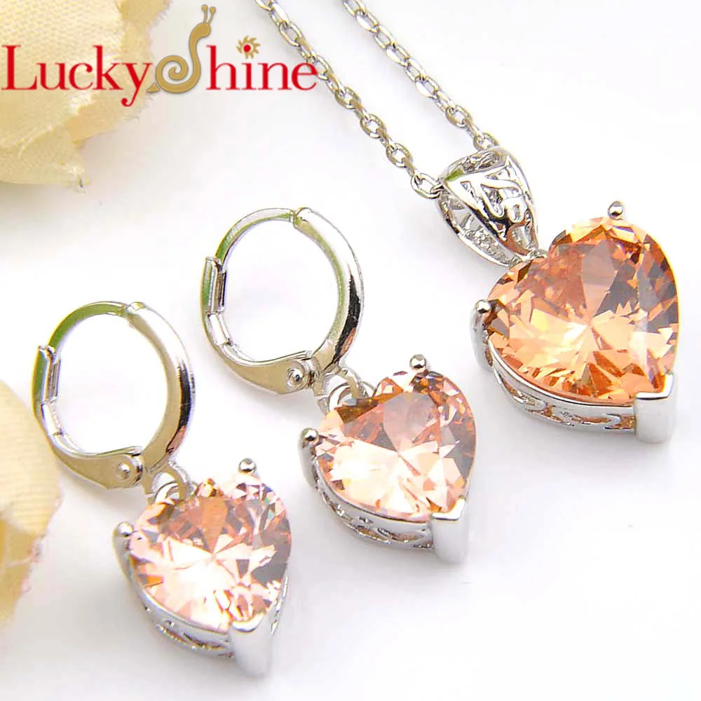 Luckyshine For Women 925 Silver Necklaces Earrings Pendants Sets Heart Morganite Cz Delicate Perfect Jewelry
Luckyshine For Women 925 Silver Necklaces Earrings Pendants Sets Heart Morganite Cz Delicate Perfect Jewelry