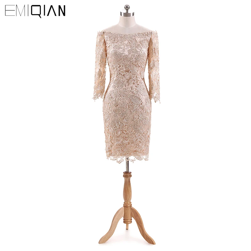 Elegant Boat Neck Three Quarter Sleeve Sheath Lace Short Evening Dress 2017 Robe De Soiree
Elegant Boat Neck Three Quarter Sleeve Sheath Lace Short Evening Dress 2017 Robe De Soiree