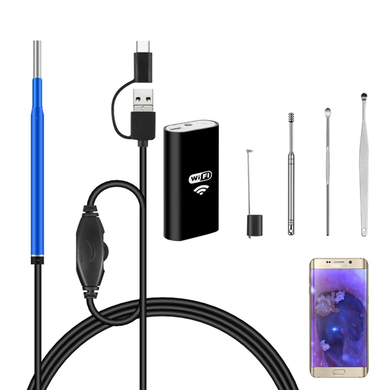 WiFi Ear Endoscope 3.9MM Wireless Digital Ear Otoscope Inspection Camera With 6 LED Borescope for iPhone, Android, IPad ,PC
WiFi Ear Endoscope 3.9MM Wireless Digital Ear Otoscope Inspection Camera With 6 LED Borescope for iPhone, Android, IPad ,PC
