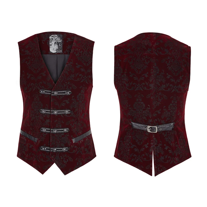 PUNK RAVE Men's Gothic Velvet Vest, Red Polyester Polyamide Printed Waistcoat with Buckle Details Y813 RED
PUNK RAVE Men's Gothic Velvet Vest, Red Polyester Polyamide Printed Waistcoat with Buckle Details Y813 RED