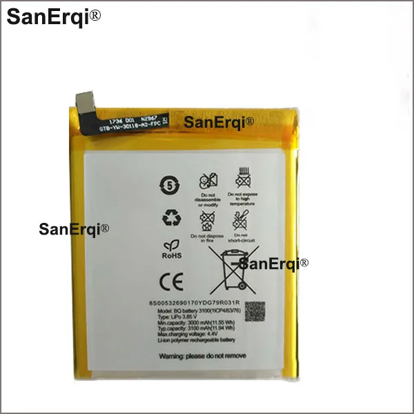 10pcs 3100mAh/11.94Wh 3.85V 3100 Battery For BQ battery 3100(1ICP4/63/76) Built-in Li-ion bateria Li-Polymer Battery SanErqi
10pcs 3100mAh/11.94Wh 3.85V 3100 Battery For BQ battery 3100(1ICP4/63/76) Built-in Li-ion bateria Li-Polymer Battery SanErqi
