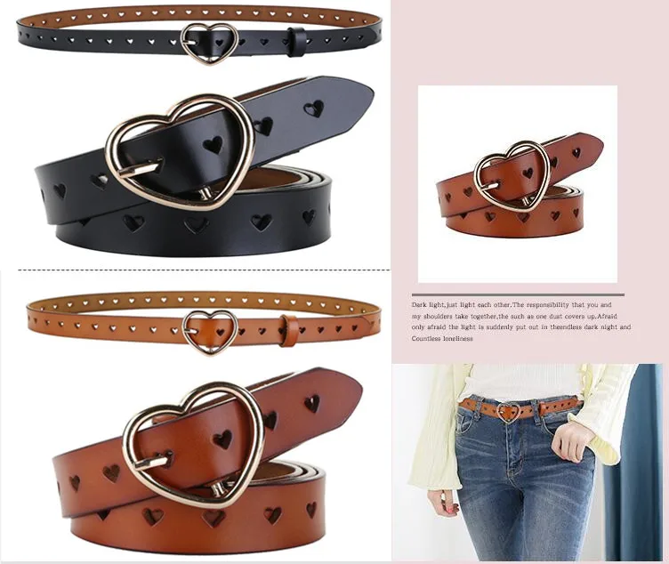 New ladies leather leather belt fashion pin buckles belt simple love all take hollow decoration belt thin belt Harajuku Cinto
New ladies leather leather belt fashion pin buckles belt simple love all take hollow decoration belt thin belt Harajuku Cinto