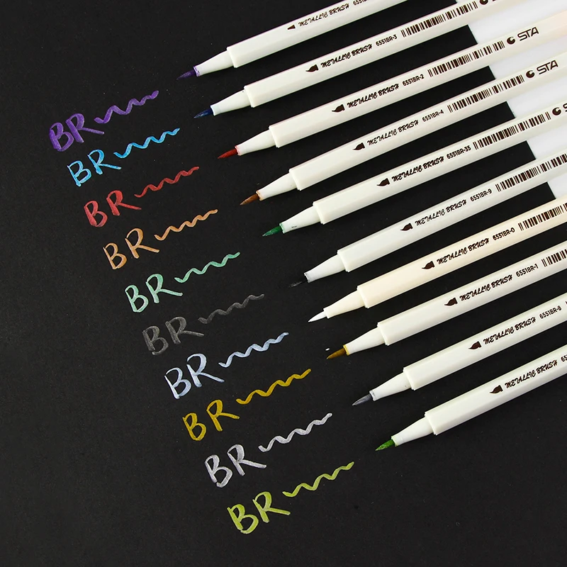 STA 10 Colors Soft Tip Metallic color pens water based ink marker DIY Album drawing Pen
STA 10 Colors Soft Tip Metallic color pens water based ink marker DIY Album drawing Pen
