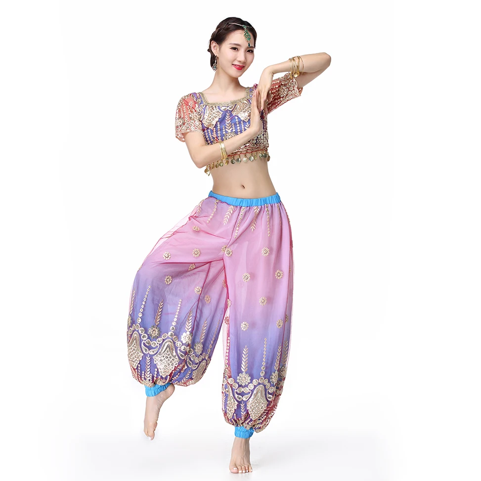 Halloween Women Belly Dance Wear Indian Dance Outfits Embroidered Bollywood Costume Set Top and Pantalettes
Halloween Women Belly Dance Wear Indian Dance Outfits Embroidered Bollywood Costume Set Top and Pantalettes