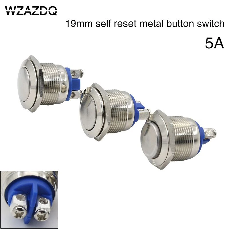 5PCS 19mm Instantaneous Self-Reset Waterproof Metal Push Button Switch Screw Foot 250V 5A
5PCS 19mm Instantaneous Self-Reset Waterproof Metal Push Button Switch Screw Foot 250V 5A