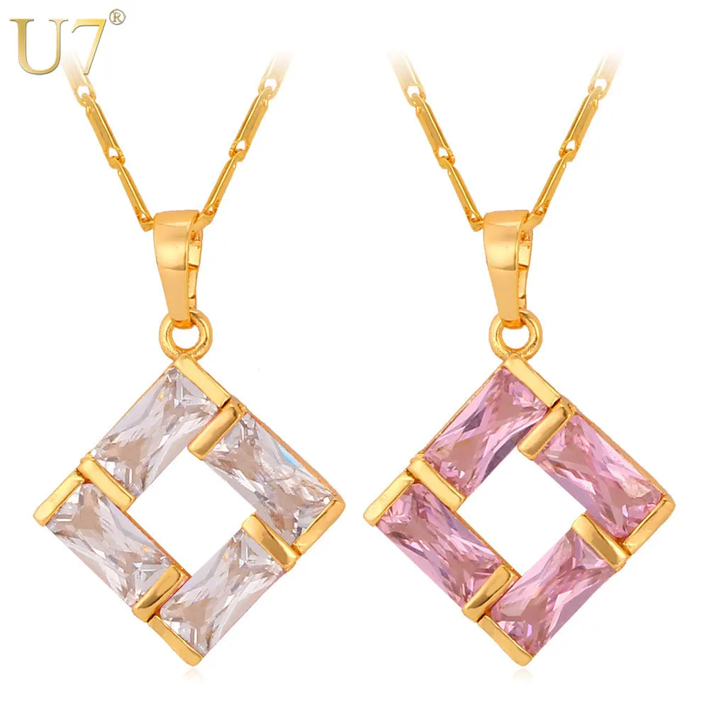 U7 Luxury Cubic Zirconia Necklace Gold Color Women's Jewelry Geometric Square Pendant Necklaces Wholesale P473 QC24
U7 Luxury Cubic Zirconia Necklace Gold Color Women's Jewelry Geometric Square Pendant Necklaces Wholesale P473 QC24