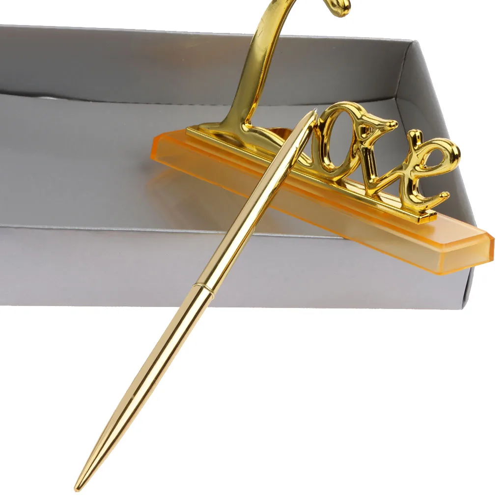 Unique Wedding Signing Pen with Gold Tone Metal Love Holder Party Pen Set Gift
Unique Wedding Signing Pen with Gold Tone Metal Love Holder Party Pen Set Gift