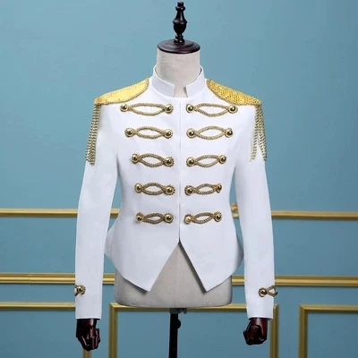 Freeship mens white golden embroidery beading tassel event/medieval vintage short jacket/stage performance/bar stuido jacket
Freeship mens white golden embroidery beading tassel event/medieval vintage short jacket/stage performance/bar stuido jacket