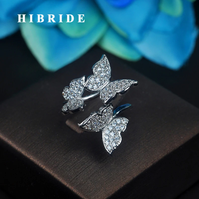 HIBRIDE Beauty 3 Butterfly Design CZ Pave White Gold-Color Women Open Adjustable Finger Ring Anillos For Party Show R-206
HIBRIDE Beauty 3 Butterfly Design CZ Pave White Gold-Color Women Open Adjustable Finger Ring Anillos For Party Show R-206