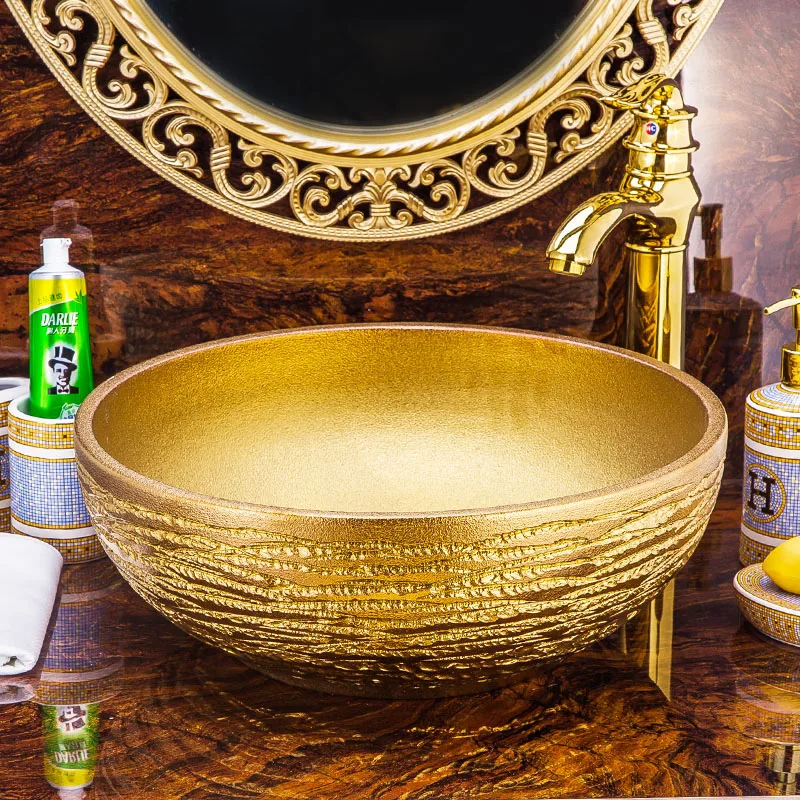 Gold color China Procelain wash basin sink ceramic art sinks Countertop wash basin ceramic bathroom sinks wash basin bathroom
Gold color China Procelain wash basin sink ceramic art sinks Countertop wash basin ceramic bathroom sinks wash basin bathroom