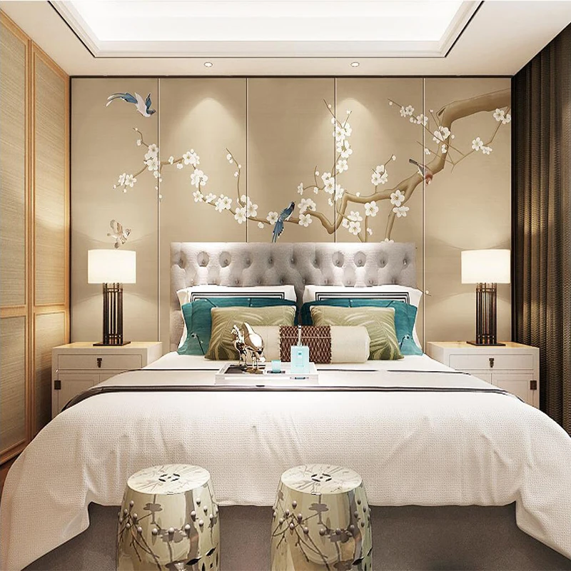 Decorative wallpaper New Chinese hand - drawn meticulous brush painting on the background wall
Decorative wallpaper New Chinese hand - drawn meticulous brush painting on the background wall