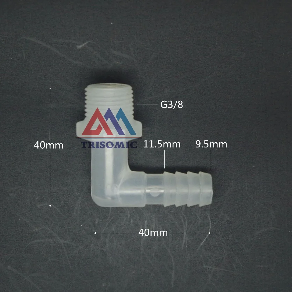 9.5mm*G3/8 Elbow screw thread type Connector Tube Joiner Material PP Plastic Fitting Tank Airline acid and alkali resistant
9.5mm*G3/8 Elbow screw thread type Connector Tube Joiner Material PP Plastic Fitting Tank Airline acid and alkali resistant