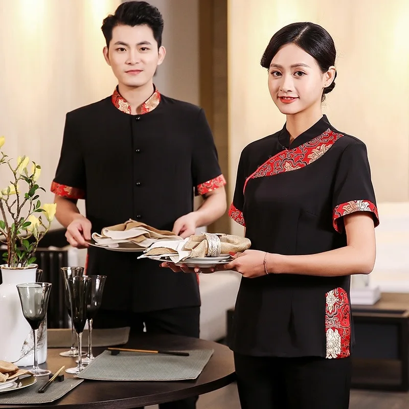 Waiter Short-sleeved Work Clothes Hotel Chinese Restaurant Women Waitress Shirt Uniform Hot Pot Shop Men Summer Overalls H2153
Waiter Short-sleeved Work Clothes Hotel Chinese Restaurant Women Waitress Shirt Uniform Hot Pot Shop Men Summer Overalls H2153