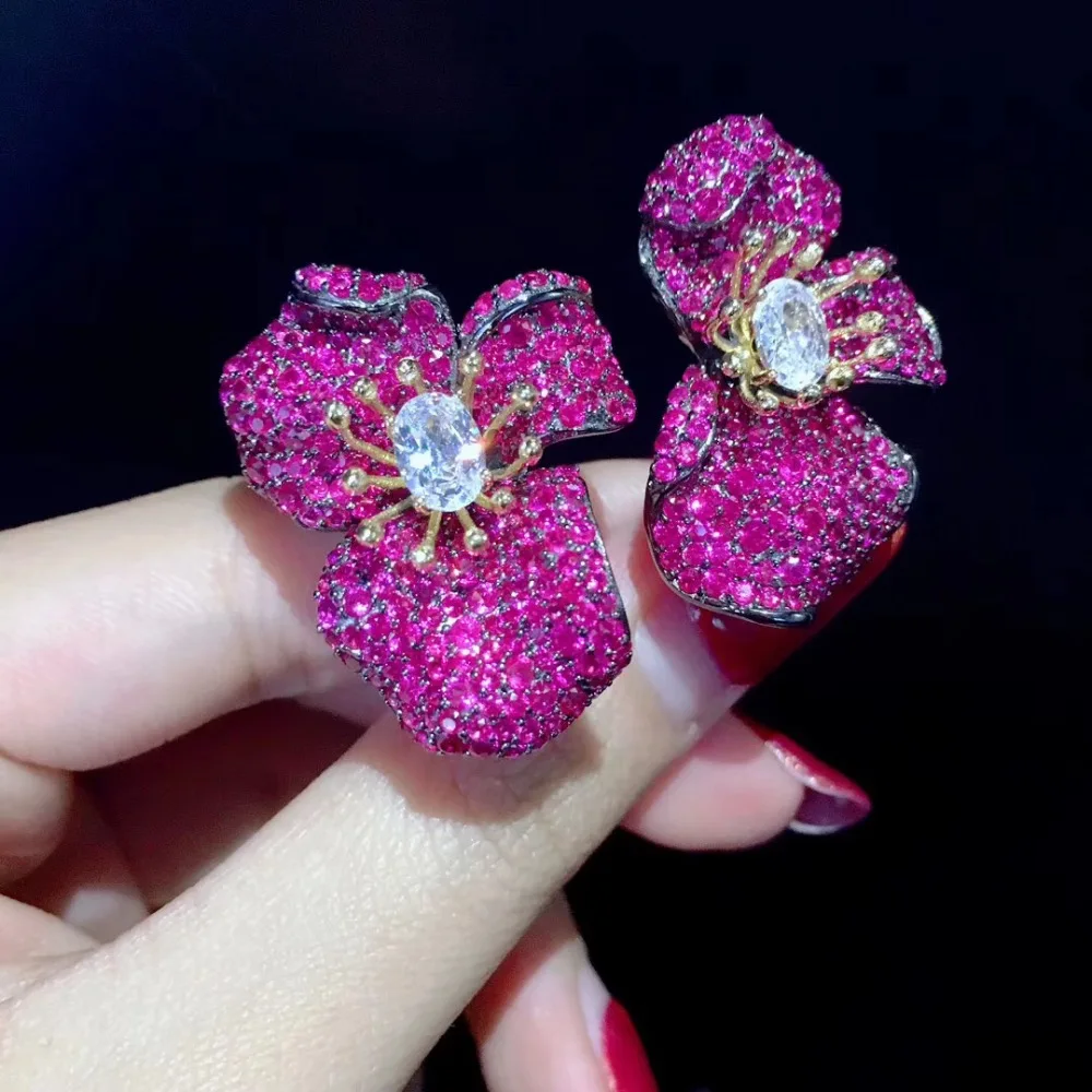 romantic 925 sterling silver with cubic zircon flower stud earring big flower fine women jewelry green blue color
romantic 925 sterling silver with cubic zircon flower stud earring big flower fine women jewelry green blue color