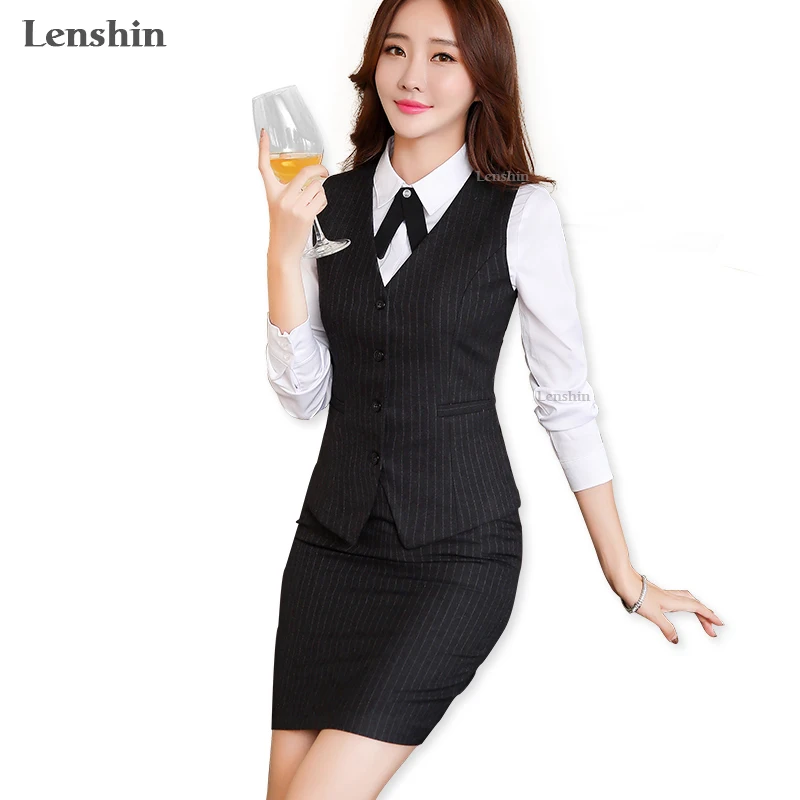 Lenshin 2 Piece Set High-grade Fabric Formal Striped Vest Suit Waistcoat Women Down Coat Jackets Office Lady Business Wear 
Lenshin 2 Piece Set High-grade Fabric Formal Striped Vest Suit Waistcoat Women Down Coat Jackets Office Lady Business Wear