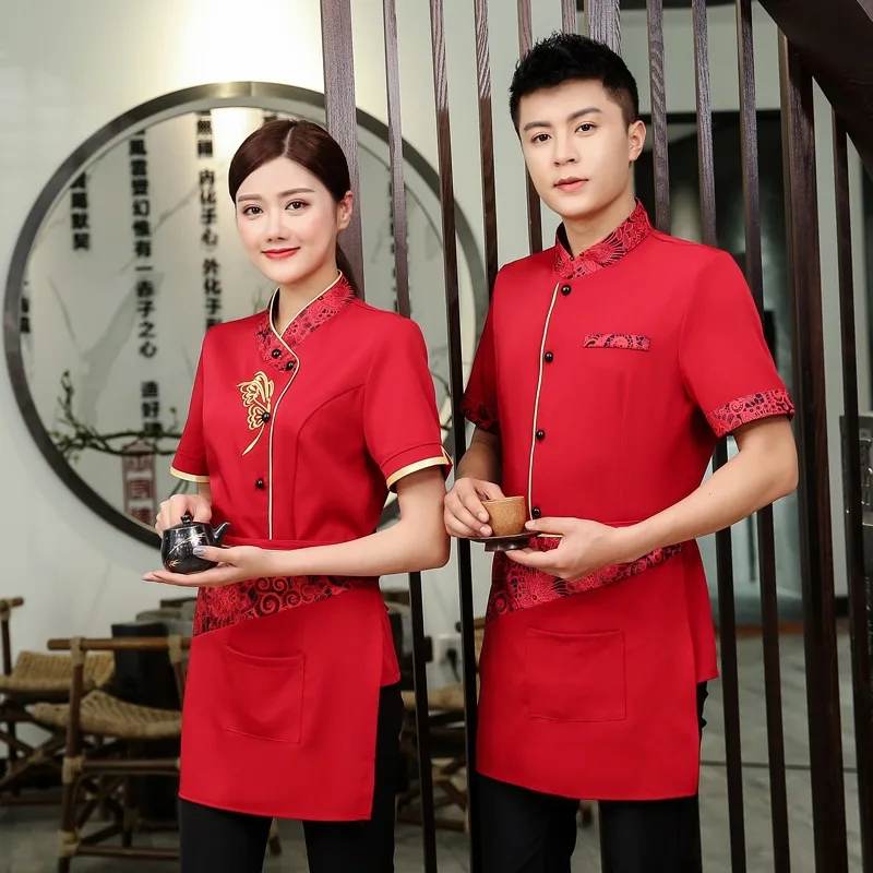 Tea House Waiter Work Clothes Summer Waitress Hotel Restaurant Uniform Hot Pot High Quality Short Sleeves Jacket Overalls H2135
Tea House Waiter Work Clothes Summer Waitress Hotel Restaurant Uniform Hot Pot High Quality Short Sleeves Jacket Overalls H2135