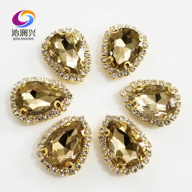 Top Grade Light Coffee Color Glass Crystal Buckle, Drop Shape Sew on Rhinestones, Golden Bottom Sewing Accessories, 10pcs/pack
Top Grade Light Coffee Color Glass Crystal Buckle, Drop Shape Sew on Rhinestones, Golden Bottom Sewing Accessories, 10pcs/pack