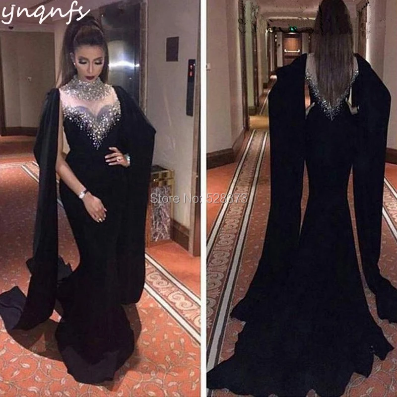 YNQNFS Black Gown Robe de Soiree High Neck Sheer Back Cape Cloak Sleeve Crystal Bridesmaid Dresses Party Formal Vestidos ED258
YNQNFS Black Gown Robe de Soiree High Neck Sheer Back Cape Cloak Sleeve Crystal Bridesmaid Dresses Party Formal Vestidos ED258