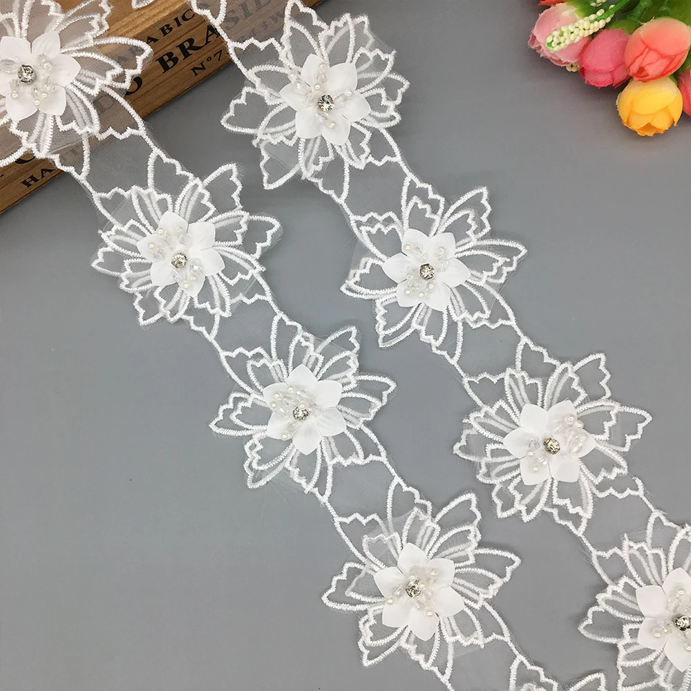 1 Yard White Pearl 3D Flower Embroidered Lace Trim Ribbon Fabric Handmade Wedding Sewing Craft For Costume Hat Shoes Decoration
1 Yard White Pearl 3D Flower Embroidered Lace Trim Ribbon Fabric Handmade Wedding Sewing Craft For Costume Hat Shoes Decoration