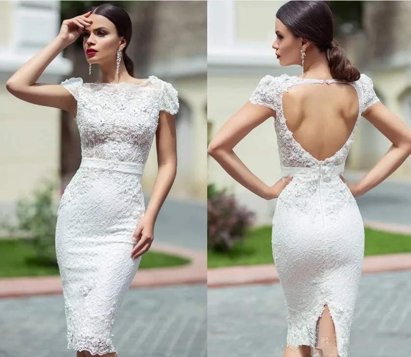 Backless Cocktail Dresses Sheath Cap Sleeves Lace Beaded Knee Length Elegant Party Homecoming Dresses
Backless Cocktail Dresses Sheath Cap Sleeves Lace Beaded Knee Length Elegant Party Homecoming Dresses