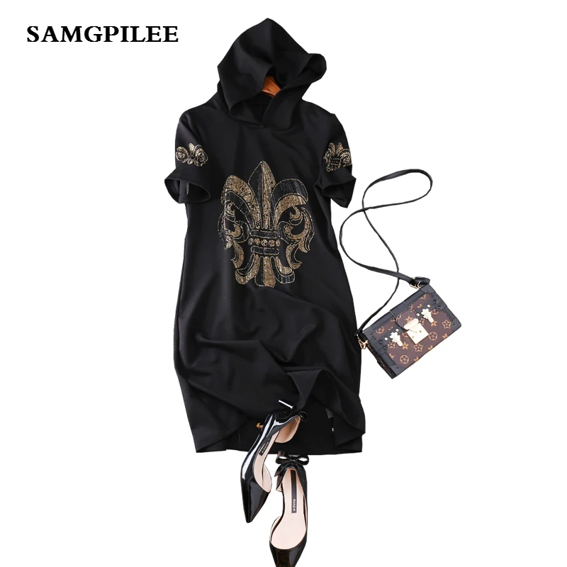 2020 Real New Spring A-line Print Short Sleeve Diamonds Knee-length Fashion Natural Hooded Women Dress L-4xl
2020 Real New Spring A-line Print Short Sleeve Diamonds Knee-length Fashion Natural Hooded Women Dress L-4xl