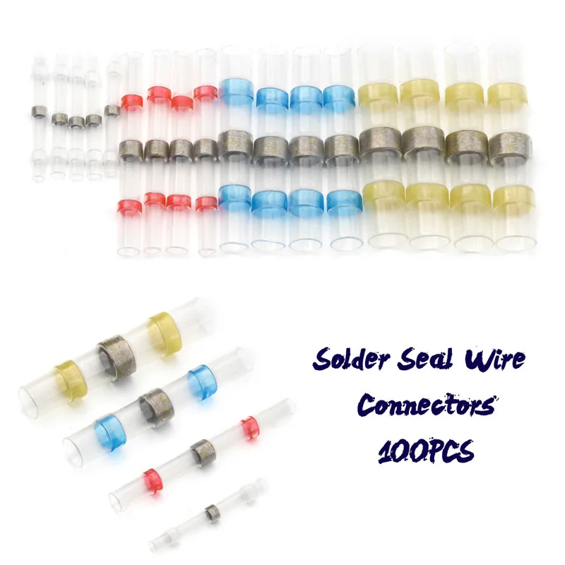 100pcs/set 4 Sizes Waterproof Solder Sleeve Wire Seal Heat Shrink Connectors Splice Terminals Insulated Butt Wire Connectors
100pcs/set 4 Sizes Waterproof Solder Sleeve Wire Seal Heat Shrink Connectors Splice Terminals Insulated Butt Wire Connectors