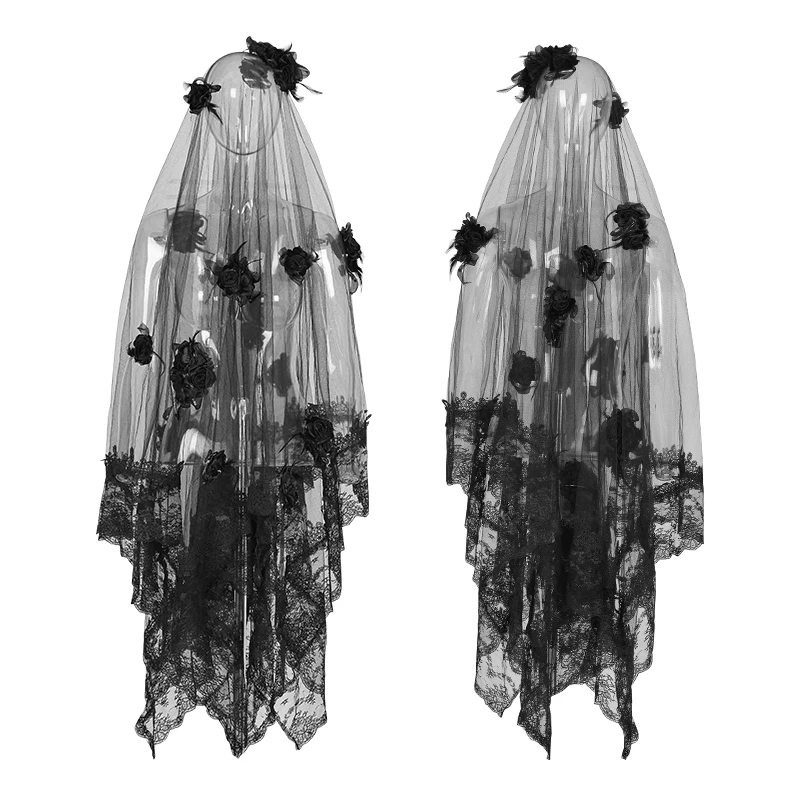 PUNK RAVE Vintage Gothic Black Sheer Veil With Floral Detail Long Bridal Style Halloween Headpiece Cosplay S224
PUNK RAVE Vintage Gothic Black Sheer Veil With Floral Detail Long Bridal Style Halloween Headpiece Cosplay S224