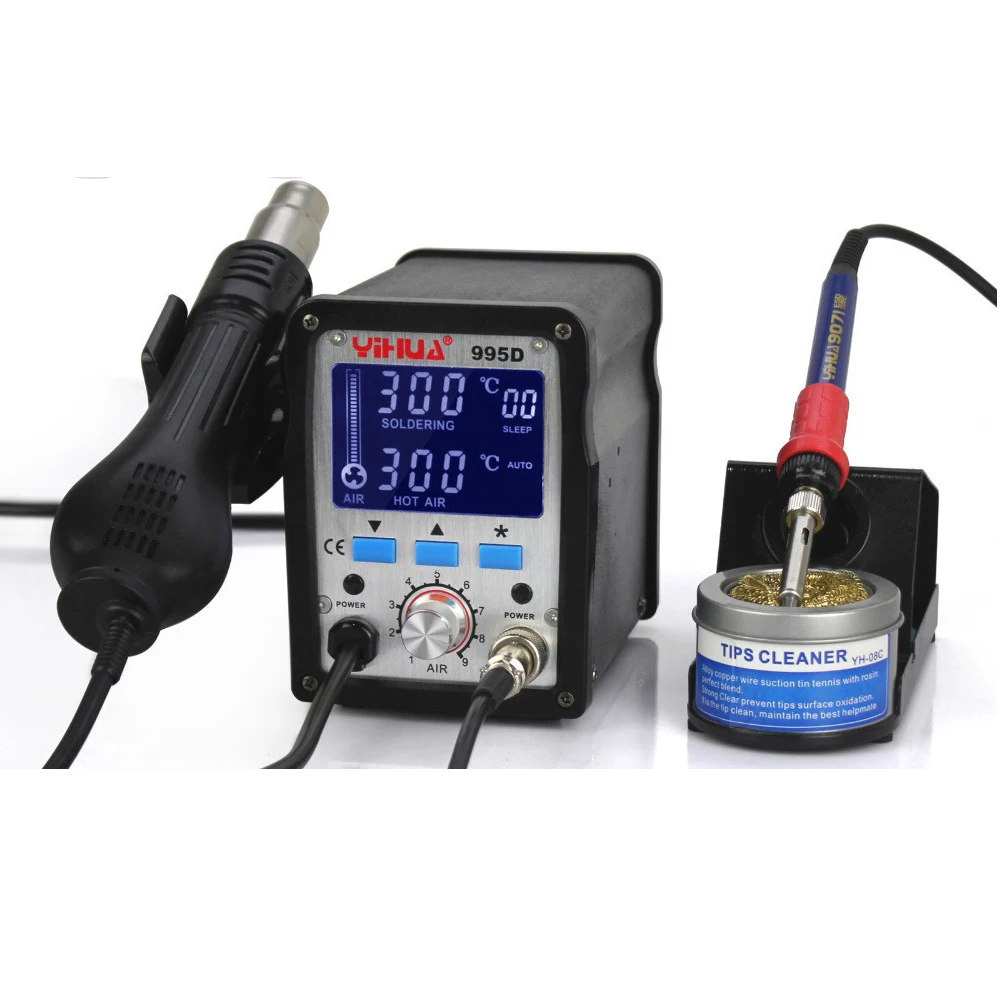 Yihua YH-995D / YH-995D+ hot-air desoldering station Hot-air soldering station combo dual digital display desoldering station
Yihua YH-995D / YH-995D+ hot-air desoldering station Hot-air soldering station combo dual digital display desoldering station
