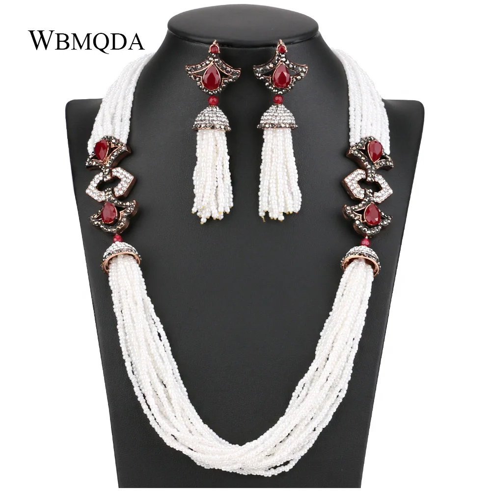 2 Pcs/lot Luxury African Beads Jewelry Set Vintage Red Stone Long Tassel Statement Necklace Earrings For Women
2 Pcs/lot Luxury African Beads Jewelry Set Vintage Red Stone Long Tassel Statement Necklace Earrings For Women