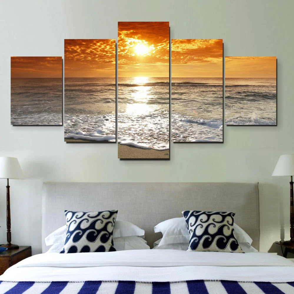Home Decoration Posters Modern HD Printed Painting 5 Panel Sunset Glow Beach Sea Waves Wall Art Pictures(No Frame)
Home Decoration Posters Modern HD Printed Painting 5 Panel Sunset Glow Beach Sea Waves Wall Art Pictures(No Frame)