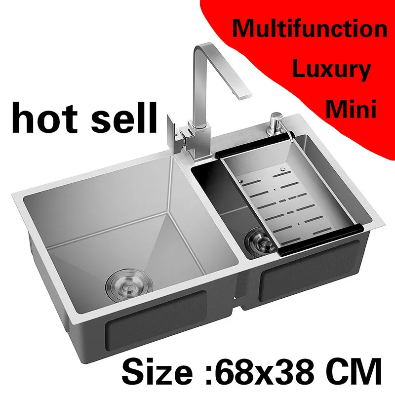 Free shipping Apartment 304 stainless steel multifunction kitchen manual sink double groove do the dishes hot sell 680x380 MM
Free shipping Apartment 304 stainless steel multifunction kitchen manual sink double groove do the dishes hot sell 680x380 MM
