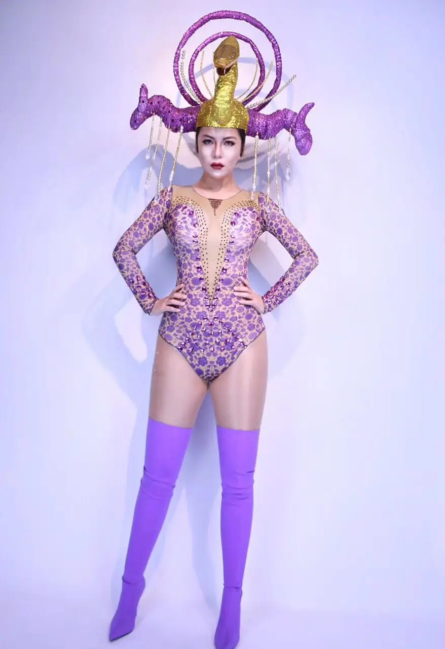 2020 Women's New Fashion 3D Printing Flower Rhinestone Purple Leopard Sexy Temptation Siamese Pants Party Celebration Costume
2020 Women's New Fashion 3D Printing Flower Rhinestone Purple Leopard Sexy Temptation Siamese Pants Party Celebration Costume