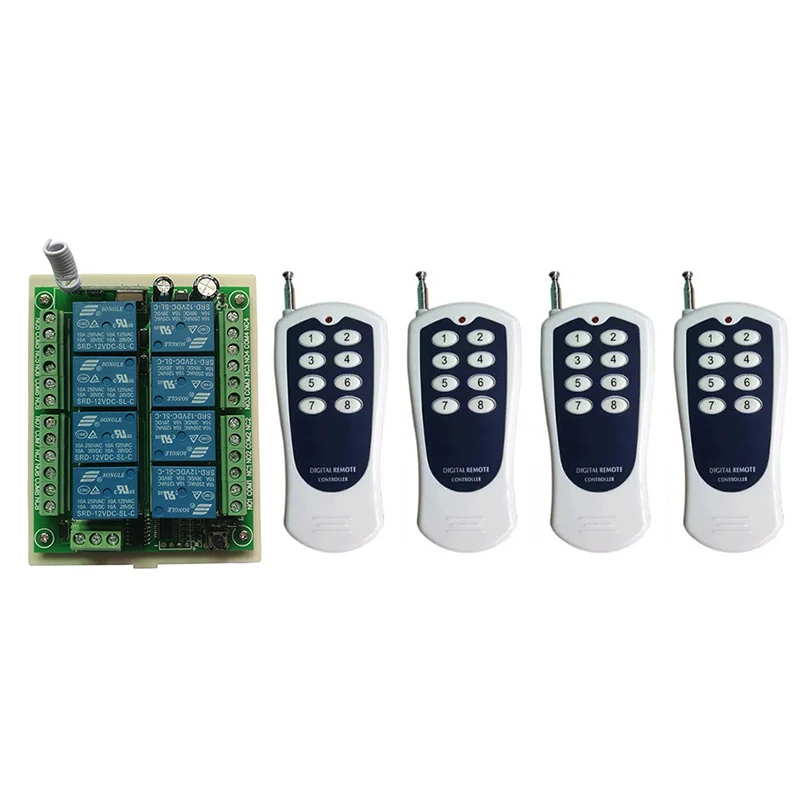 DC 12V 24V 8 CH Channels 8CH RF Wireless Remote Control Switch System,315/433 MHz Transmitter and Receiver/Garage Doors/ lamp
DC 12V 24V 8 CH Channels 8CH RF Wireless Remote Control Switch System,315/433 MHz Transmitter and Receiver/Garage Doors/ lamp