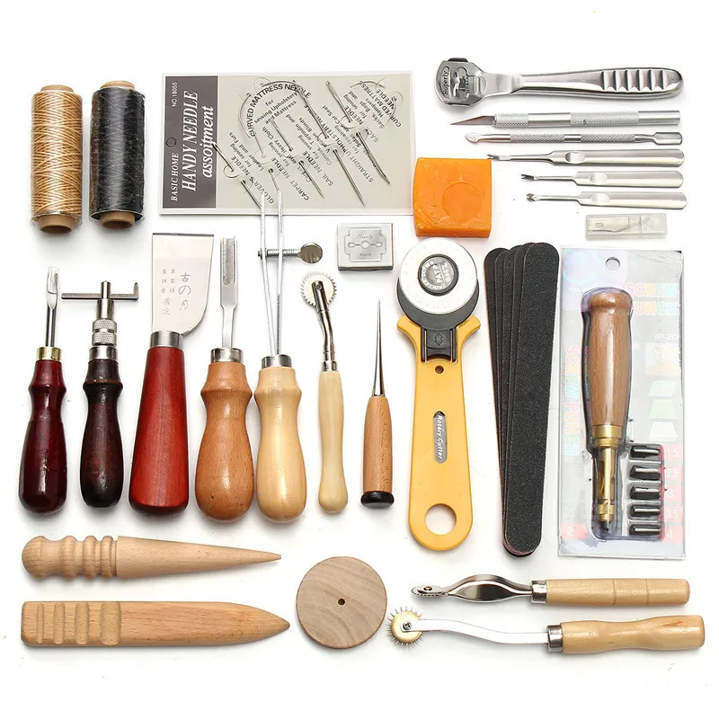 37 Pcs Leather Craft Tools Kit Hand Sewing Stitching Punch Carving Work Saddle DIY Hand Tool Kit
37 Pcs Leather Craft Tools Kit Hand Sewing Stitching Punch Carving Work Saddle DIY Hand Tool Kit