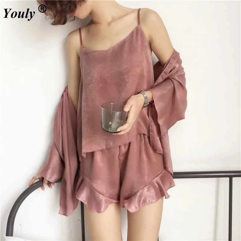 3 Piece Pajamas Set Women Sleep Lounge Women Summer Satin Sleepwear Women Casual Pyjama Femme Indoor Homewear Pajamas Set
3 Piece Pajamas Set Women Sleep Lounge Women Summer Satin Sleepwear Women Casual Pyjama Femme Indoor Homewear Pajamas Set