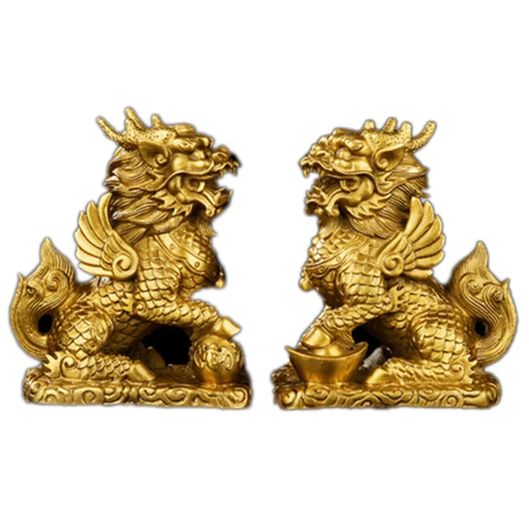 Chinese Style Pure Copper Unicorn Ornaments Lucky Pair Sold Creative Town House Metal Crafts Holiday Gift Bronze Ornaments
Chinese Style Pure Copper Unicorn Ornaments Lucky Pair Sold Creative Town House Metal Crafts Holiday Gift Bronze Ornaments