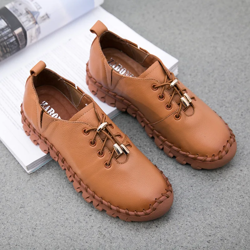 Women Shoes Flat Summer Sewing thread Front tie Genuine Leather Driving Casual Slip On Solid Platform Women Shoes
Women Shoes Flat Summer Sewing thread Front tie Genuine Leather Driving Casual Slip On Solid Platform Women Shoes